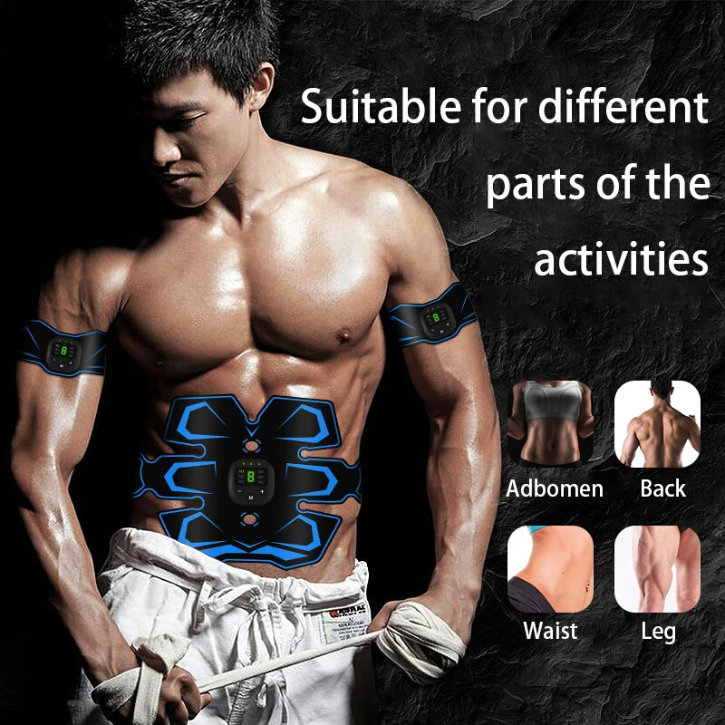 Electric EMS Muscle Trainer 6 Modes EMS Abdominal Massage LED Display Home Office Fitness Abs for Arm Back Foot Training