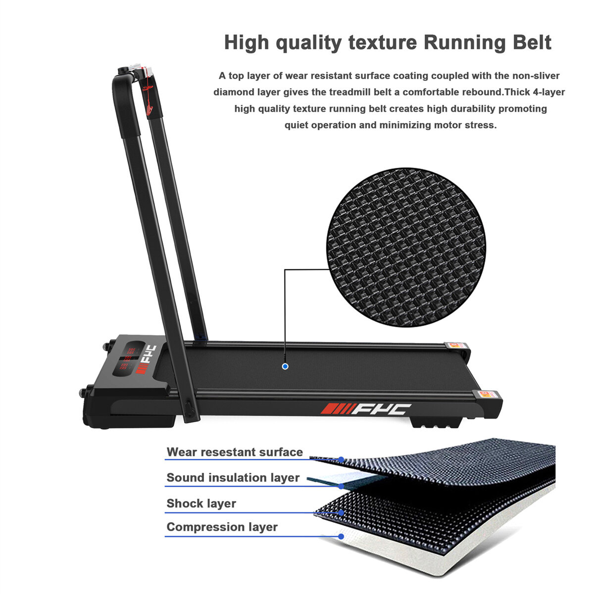 [USA Direct] FYC JK31-8A 2 in 1 Folding Walking Treadmill 2.5HP Power 12km/h Max Speed 140kg Weight Capacity Remote Control LED