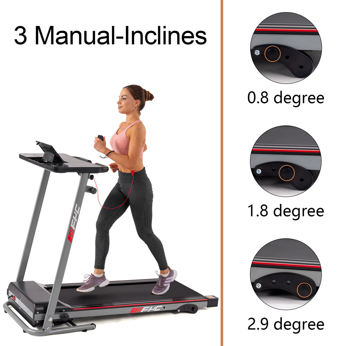 [USA Direct] FYC JK-1608-2 Folding Treadmill 2.5HP Motor 12km/h Max Speed 120kg Weight Capacity Remote Control LED Display Insta