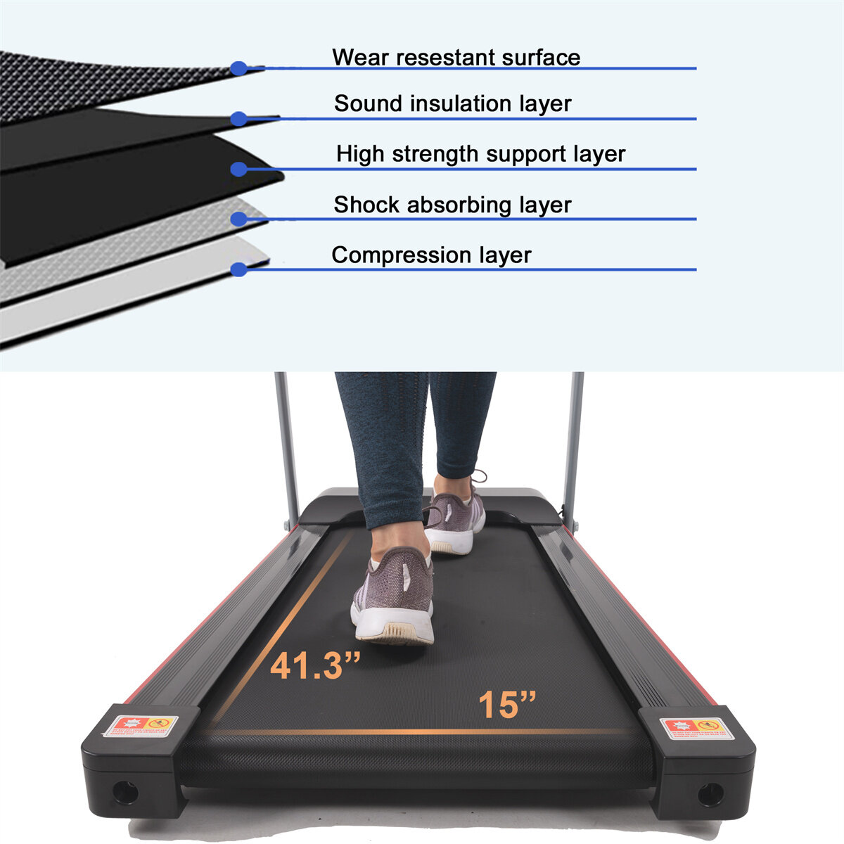 [USA Direct] FYC JK-1608-2 Folding Treadmill 2.5HP Motor 12km/h Max Speed 120kg Weight Capacity Remote Control LED Display Insta