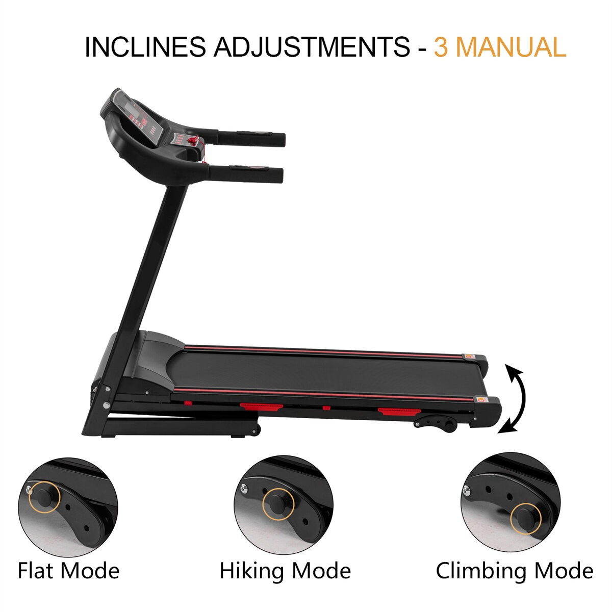 [USA Direct] Bominfit JK88 Folding Treadmill 3.5HP Power Motor 16km/h Max Speed 150kg Weight Capacity Heart Rate Sensor LED Disp