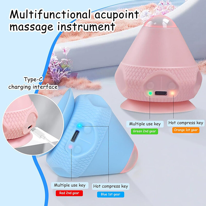 Portable Dual Mode Vibration Heating Massage Ball Adsorption Design USB-C Rechargeable Soft Pain Relieved Massage for Muscle Exe