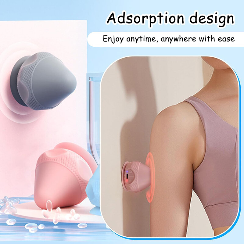 Portable Dual Mode Vibration Heating Massage Ball Adsorption Design USB-C Rechargeable Soft Pain Relieved Massage for Muscle Exe