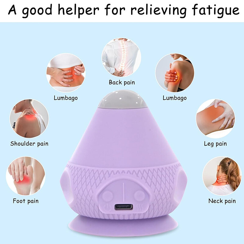 Portable Dual Mode Vibration Heating Massage Ball Adsorption Design USB-C Rechargeable Soft Pain Relieved Massage for Muscle Exe