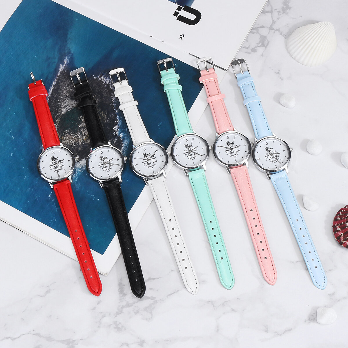 Fashion Queen King Watches To Daughter Son Love Mom Children's Trendy Watch Casual Belt Student Quartz Watch