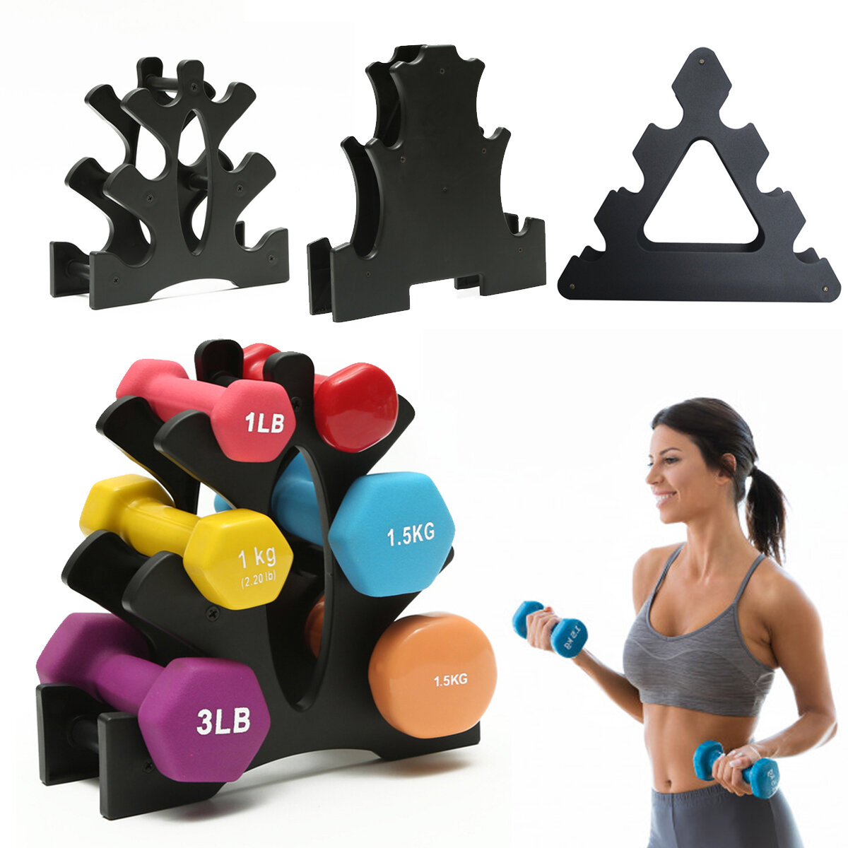 F08872 Plastic Dumbbell Rack Compact Dumbbell Holder Tree Stand Support Bracket C