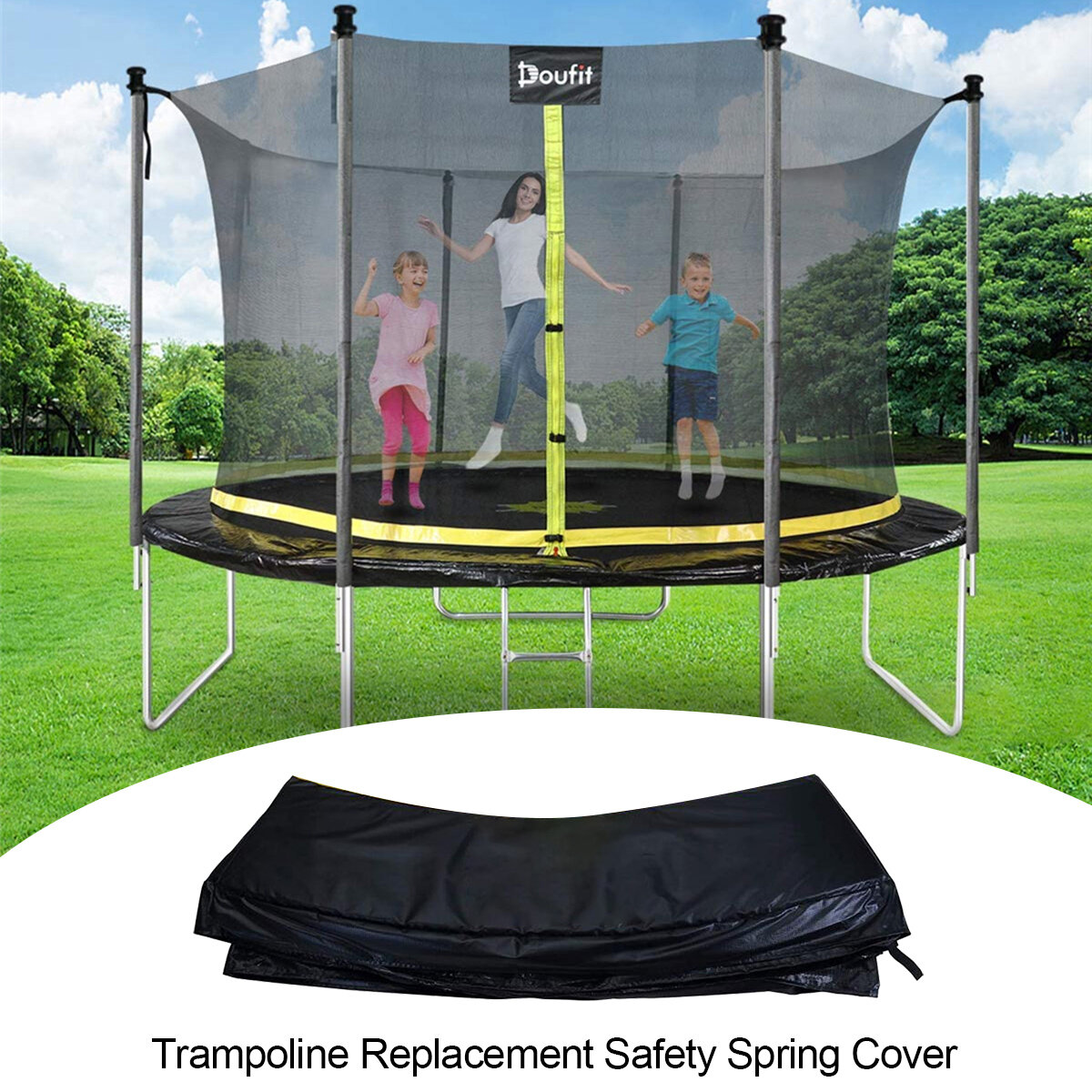 Doufit Trampoline Replacement Pad Safety Spring Cover Round Waterproof Trampoline Mat Easy to Install Fits 8ft Frame Spring