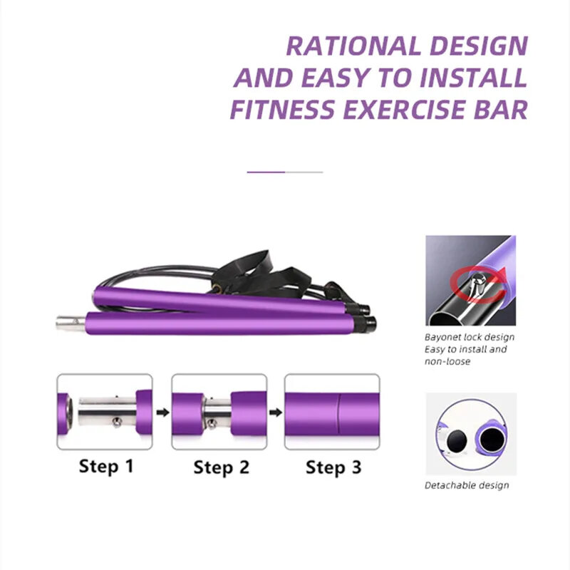 Portable Yoga Exercise Bar Sport Elastic Bodybuilding Fitness Easy to Install Resistance Bands