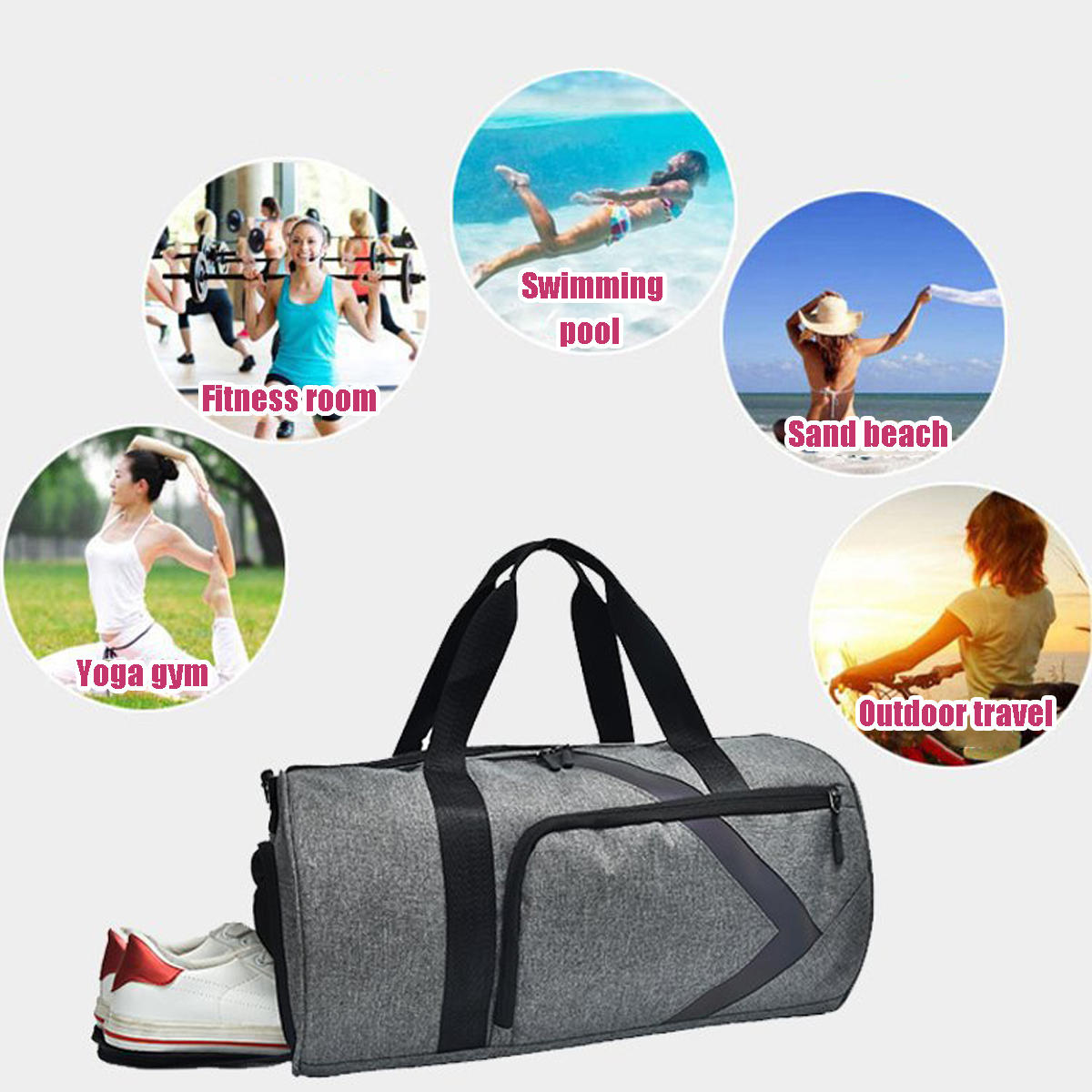 Dry Wet Separation Lightweight Portable Waterproof Folding Travel Gym Handbag Sports Running Fitness Yoga Bag