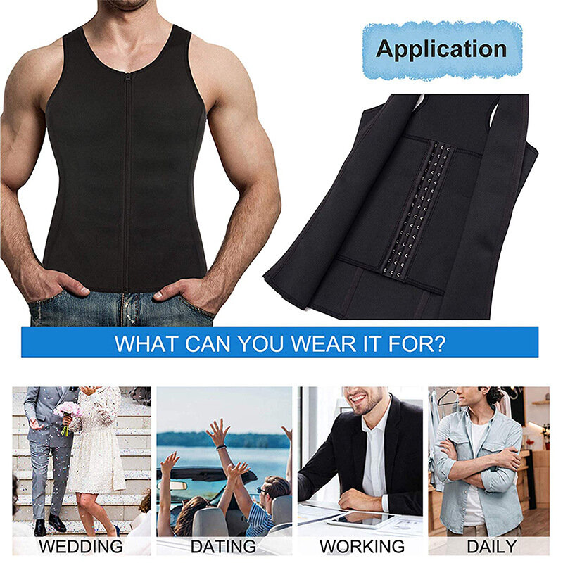 TENGOO Men Body Shaper Belt Compression Shirt Vest Corset Loss Undershirts Waist Fitness Training Clothes