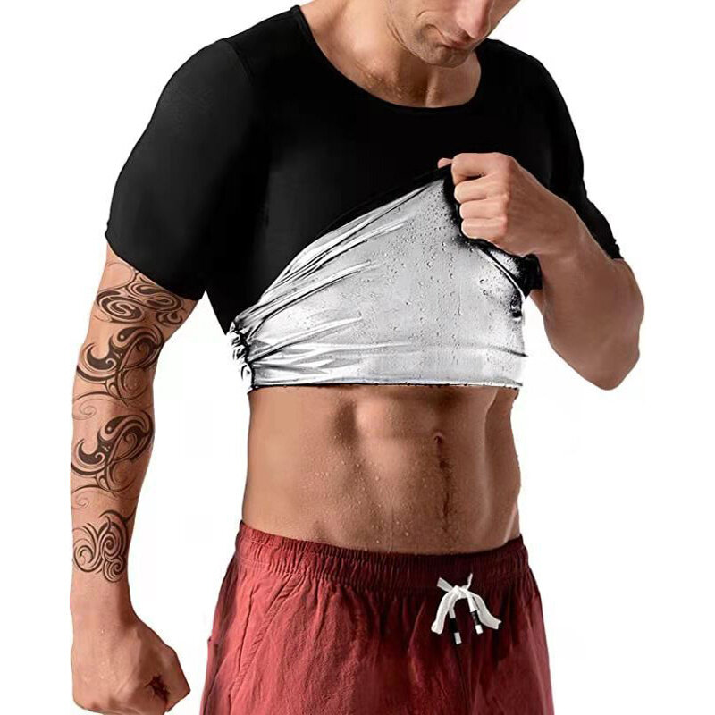 TENGOO Men Sauna Sweat Vest Hot Compression Shirts Fitness Training Slimming Body Shaper Waist Trainer Gym Exercise Versatile Sh