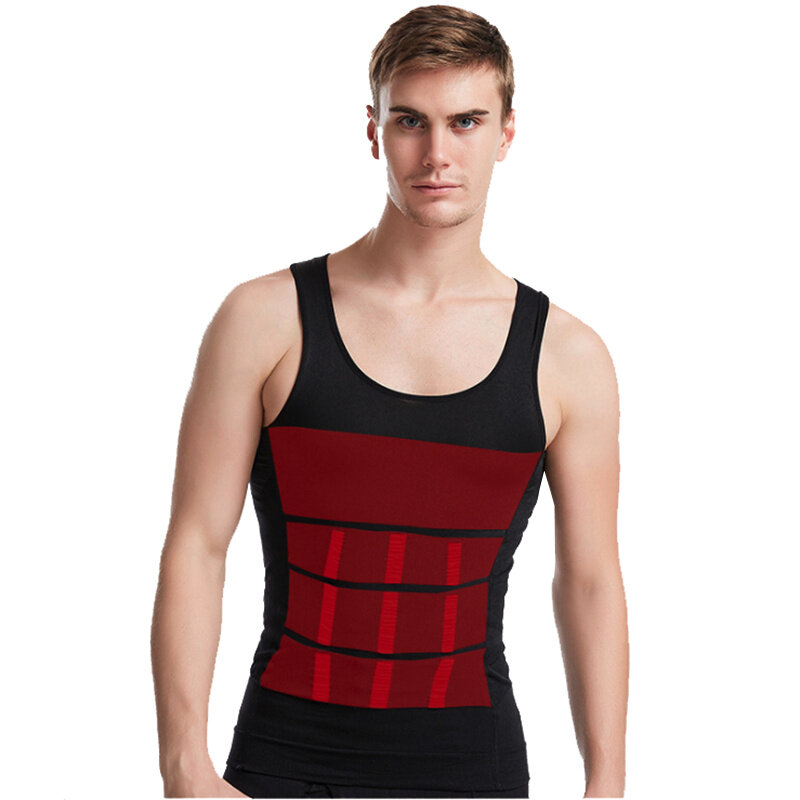 Stretch Shapewear Men's Quick Dry Sweat-wicking Tummy Shaping Zipper Corset Sport Vest for Gym Workout Running Exercise Fitness