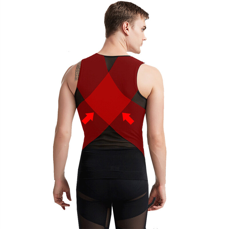 Stretch Shapewear Men's Quick Dry Sweat-wicking Tummy Shaping Zipper Corset Sport Vest for Gym Workout Running Exercise Fitness