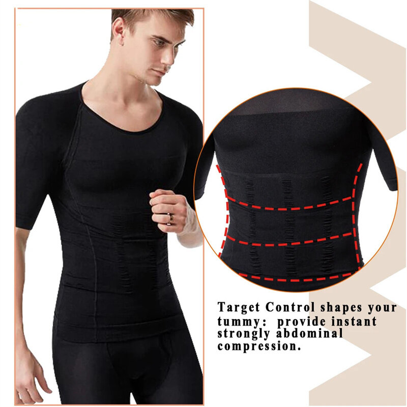 Men Body Shaper Slimming Sport Vest Seamless Corset Shirt for Gym Workout Running Exercise Fitness