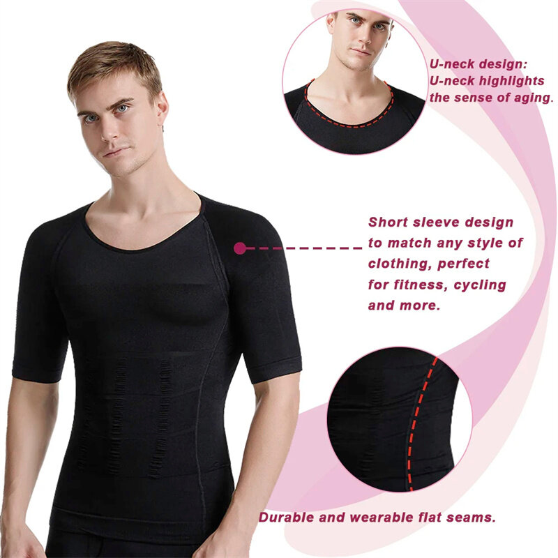 Men Body Shaper Slimming Sport Vest Seamless Corset Shirt for Gym Workout Running Exercise Fitness