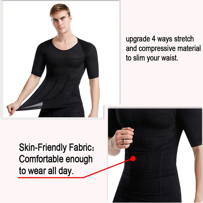 Men Body Shaper Slimming Sport Vest Seamless Corset Shirt for Gym Workout Running Exercise Fitness