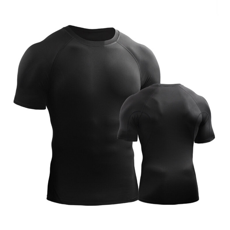 Men's Fitness T-shirt Quick Dry Sweat Elastic Sport Shirt Men Gym Exercise Clothes for Outdoor Running Training Basketball