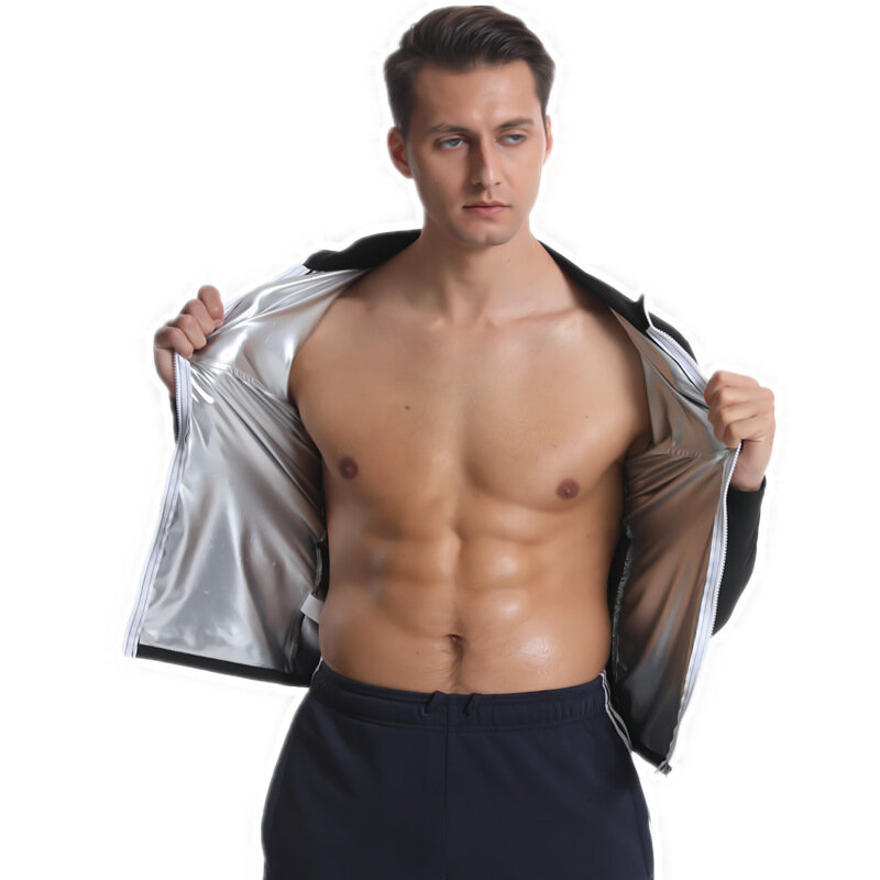 Men's Sweat Sauna Suit Shaper Stretch Breathable Sweat Absorbing Zip Up Sportswear Fitness Vest for Losing Weight Fitness