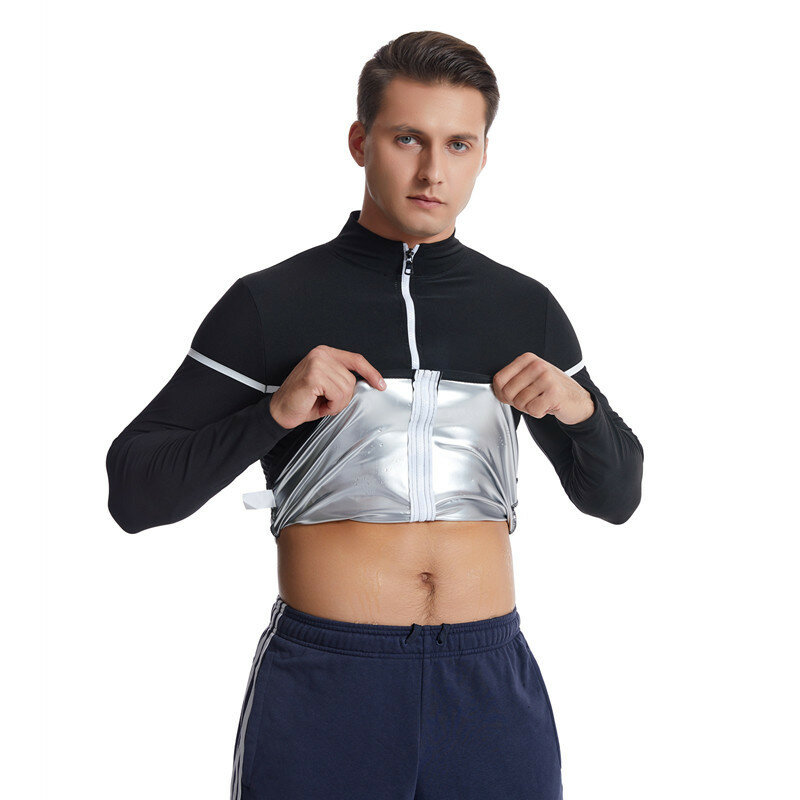 Men's Sweat Sauna Suit Shaper Stretch Breathable Sweat Absorbing Zip Up Sportswear Fitness Vest for Losing Weight Fitness