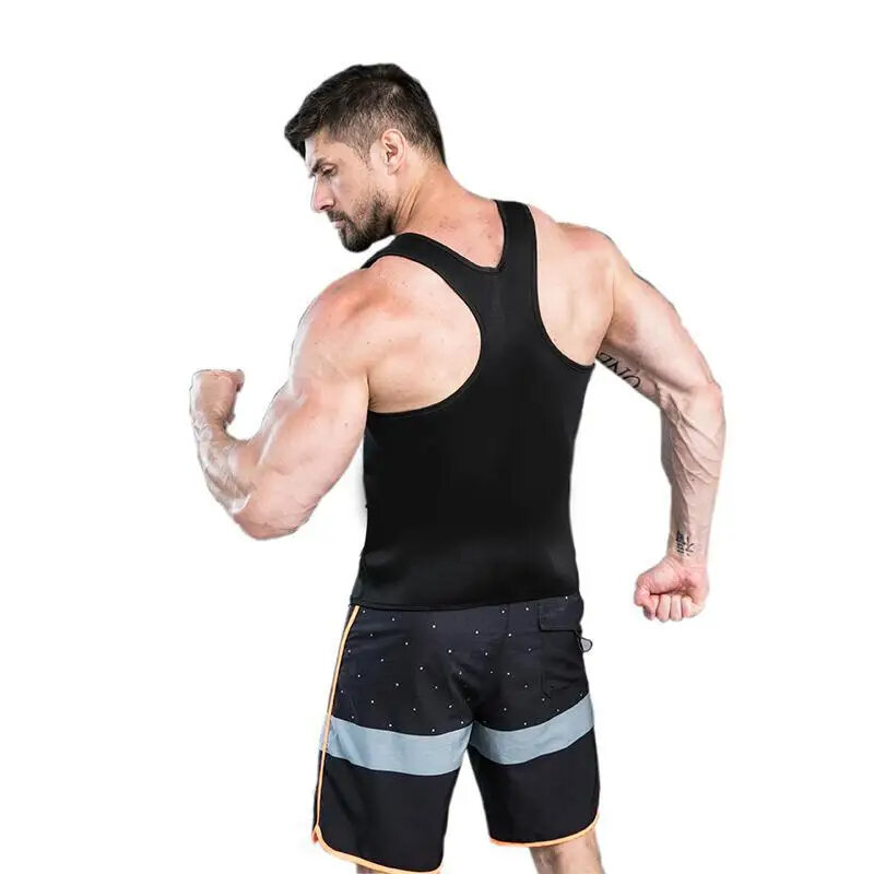 Men's Sweat Sauna Suit Shaper Stretch Breathable Sweat Absorbing Zip Up Sportswear Fitness Vest for Losing Weight Fitness