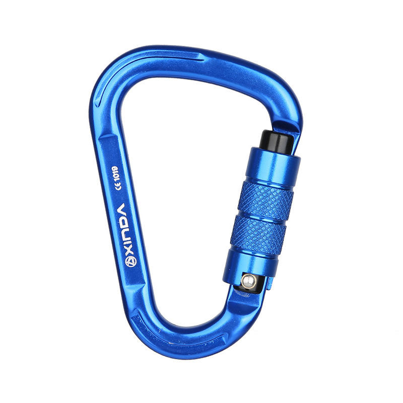 XINDA XD-9616KTL D Shape Aluminum Alloy Carabiner 9KN 25KN Pull Outdoor Climbing Hanging Buckle Hook Keychain