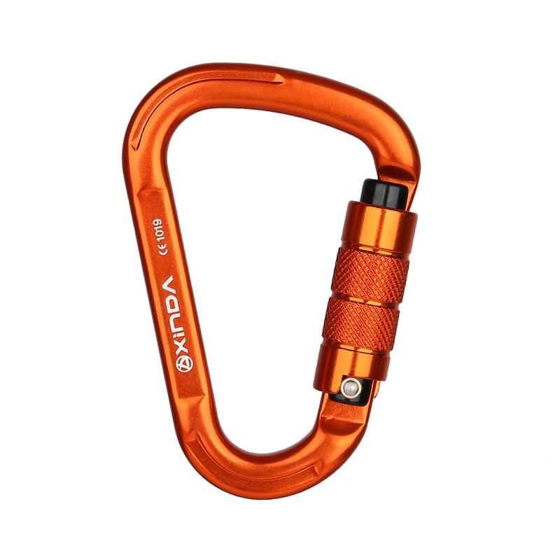 XINDA XD-9616KTL D Shape Aluminum Alloy Carabiner 9KN 25KN Pull Outdoor Climbing Hanging Buckle Hook Keychain