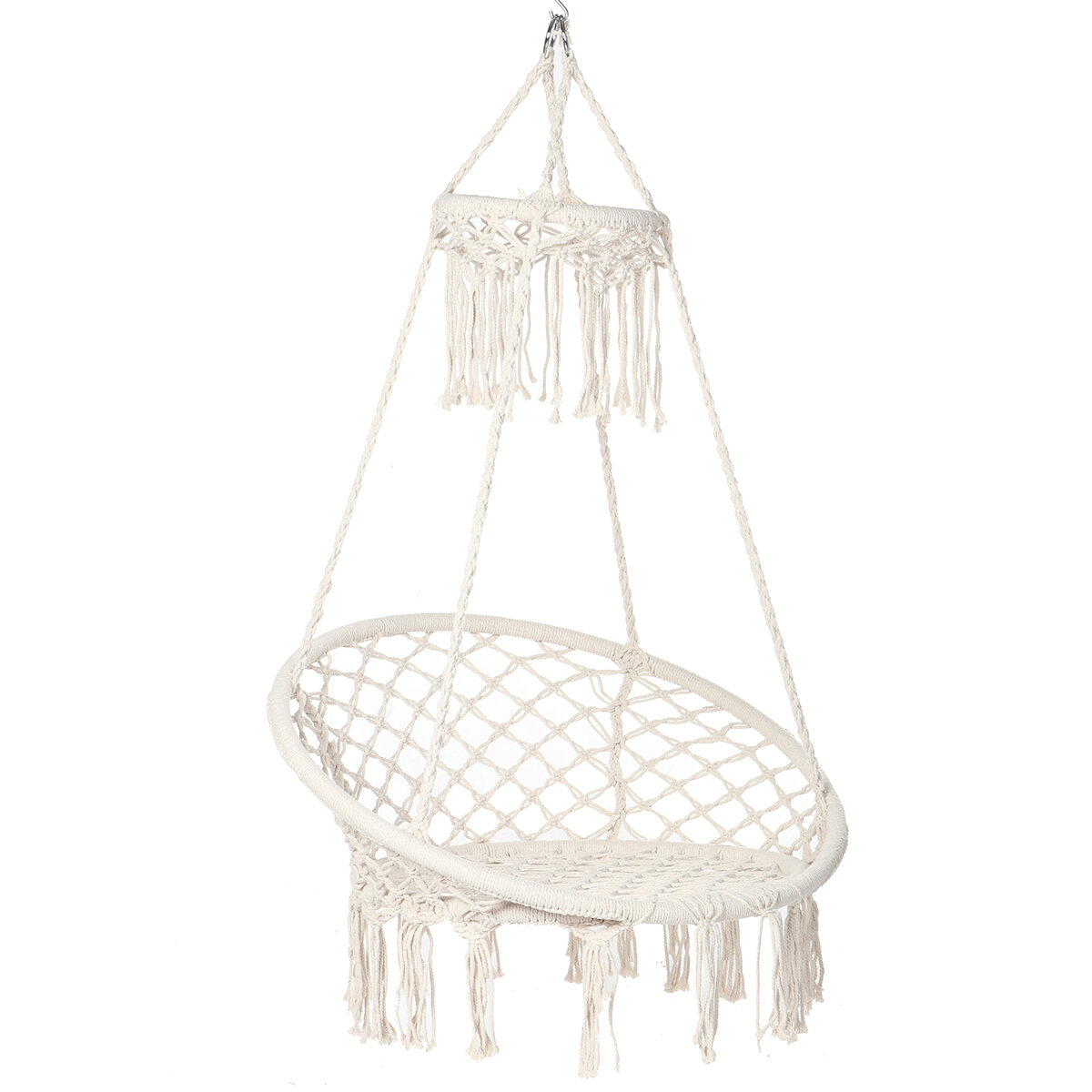 150KG Max Load Classic Hammock Swing Chair Bohemian Style Cotton Rope Hanging Spider Swing for Patio, Yard, Garden Indoor Outdoo