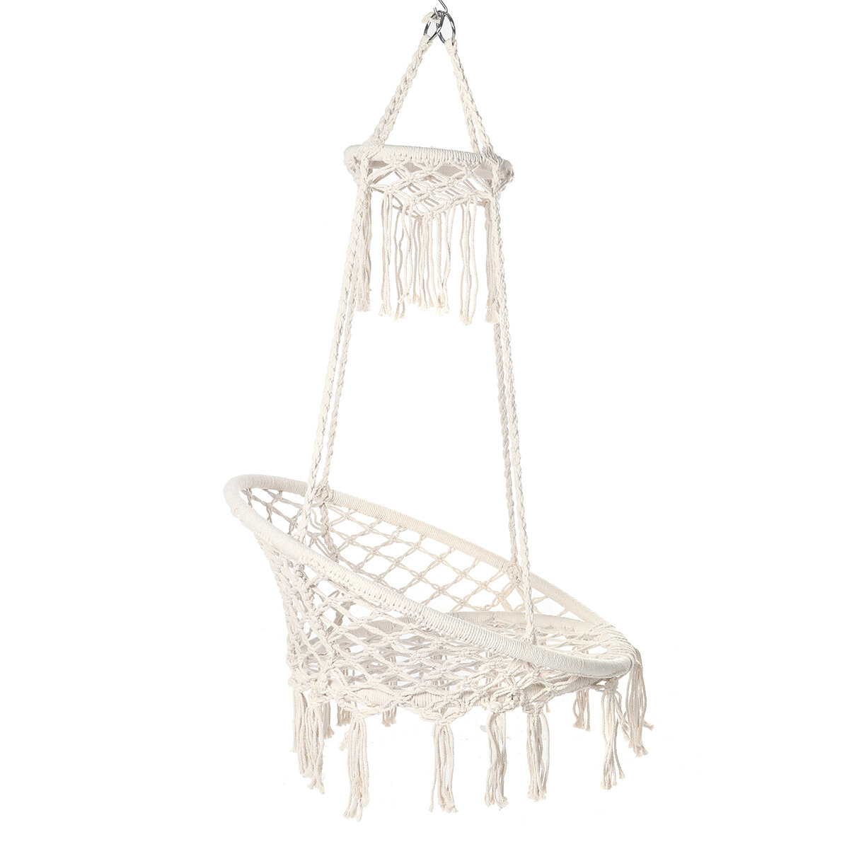 150KG Max Load Classic Hammock Swing Chair Bohemian Style Cotton Rope Hanging Spider Swing for Patio, Yard, Garden Indoor Outdoo