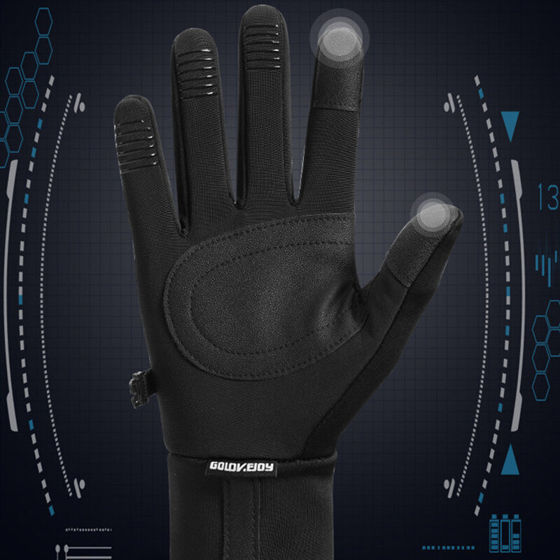 Golovejoy Warm Gloves Touch Screen Windproof Plus Velvet Wear-Resistant Gloves for Cycling Driving Running Hiking