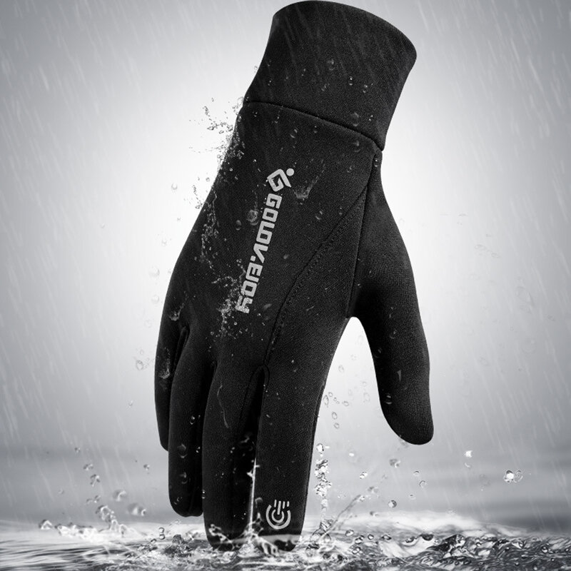 Golovejoy Warm Gloves Touch Screen Windproof Plus Velvet Wear-Resistant Gloves for Cycling Driving Running Hiking