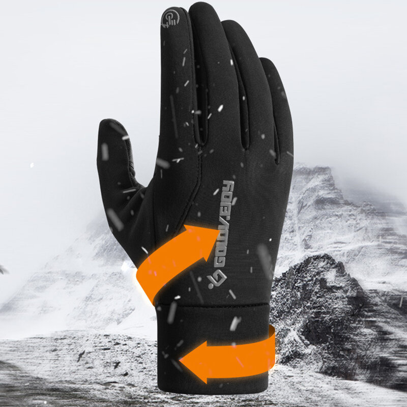 Golovejoy Warm Gloves Touch Screen Windproof Plus Velvet Wear-Resistant Gloves for Cycling Driving Running Hiking