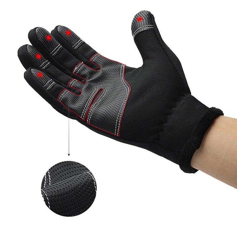 Warm Cycling Gloves Wear-resistant Touch Screen Waterproof Windproof Gloves for Outdoor Sport Running