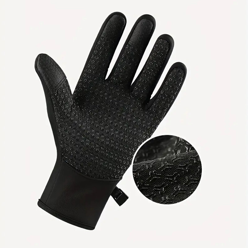 Golovejoy Warm Gloves Touch Screen Windproof Plus Velvet Wear-Resistant Gloves for Cycling Driving Running Hiking