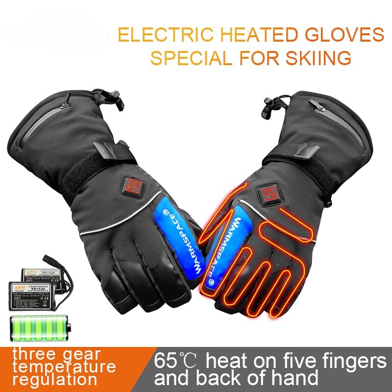 WARMSPACE 65℃ Smart Electric Heated Gloves Touch Screen Ski Gloves Battery Powered Self Heating 3M Waterproof Motorcycle Outdoor