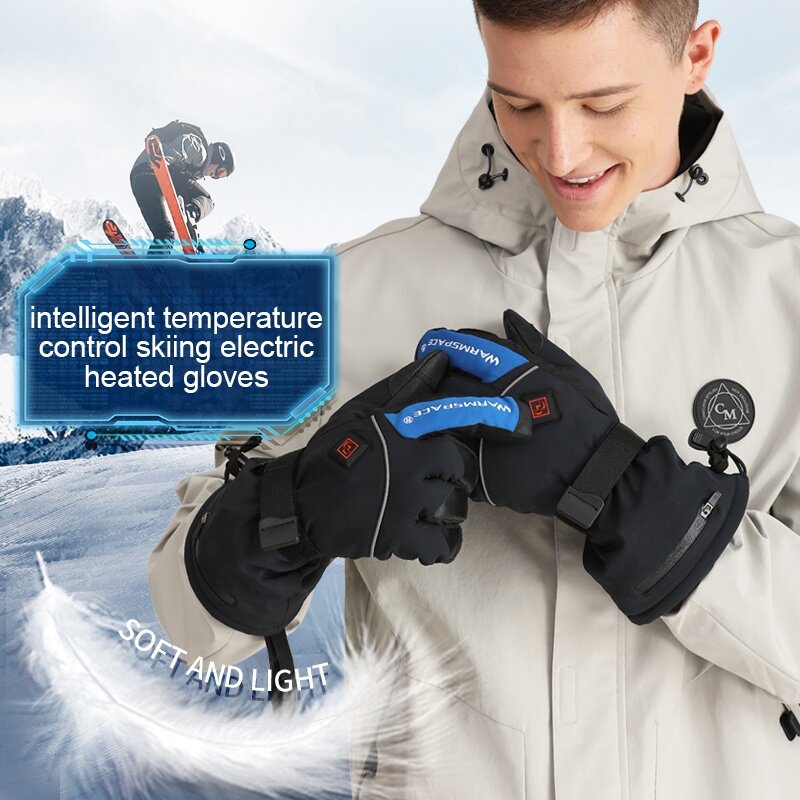 WARMSPACE 65℃ Smart Electric Heated Gloves Touch Screen Ski Gloves Battery Powered Self Heating 3M Waterproof Motorcycle Outdoor