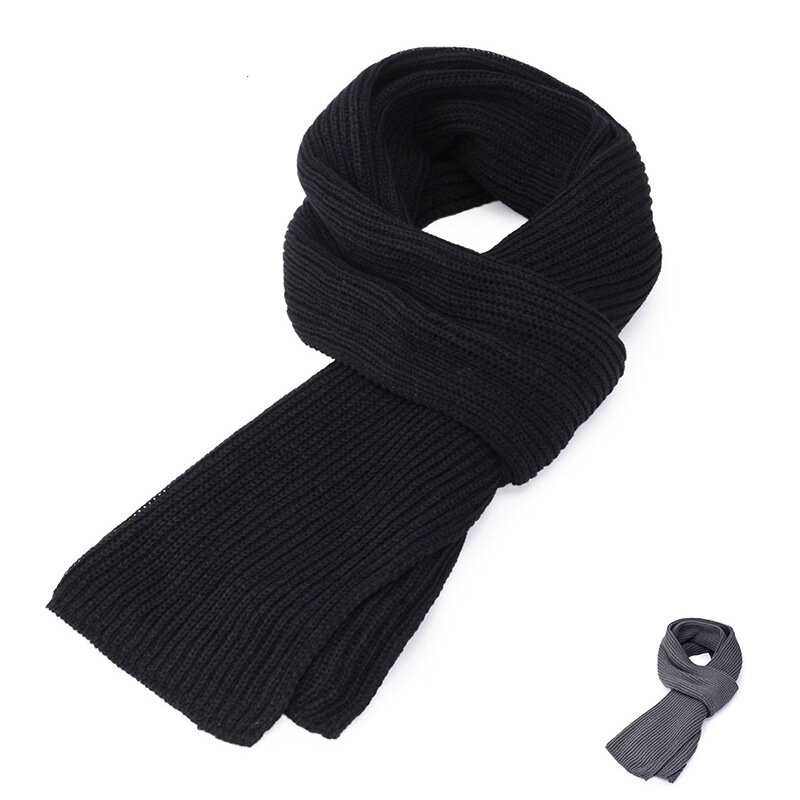 Men's Knitted Scarf Winter Muffler Warm Face Protection Earflaps Shawl Chenille Hand Knitting Leisure Scarves