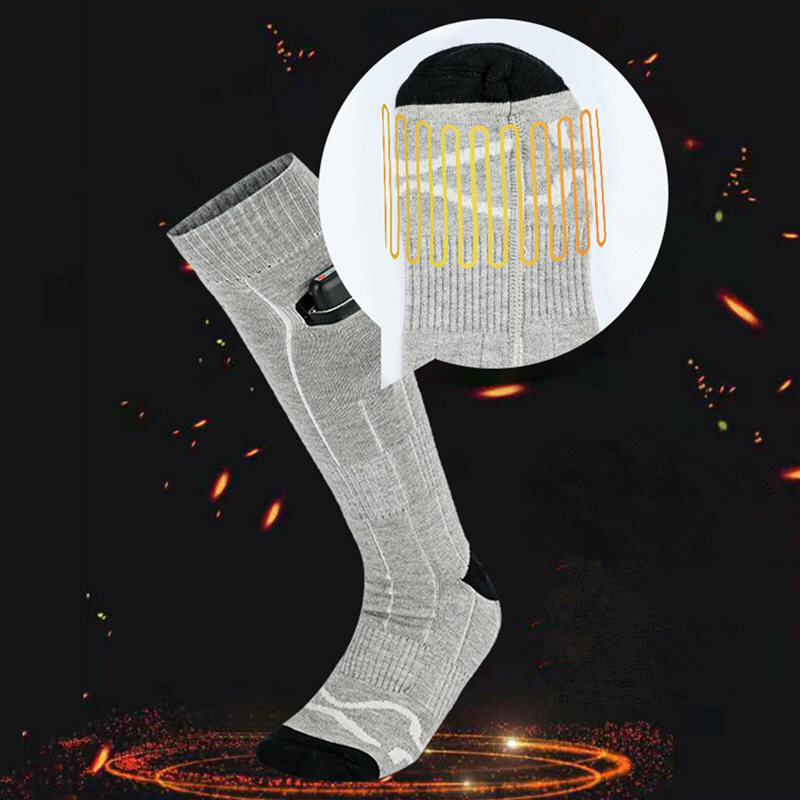 Winter Electric Heating Socks Rechargeable Adjustable Temperature Warm Socks Foot Warmer Unisex Socks For Camping Hiking