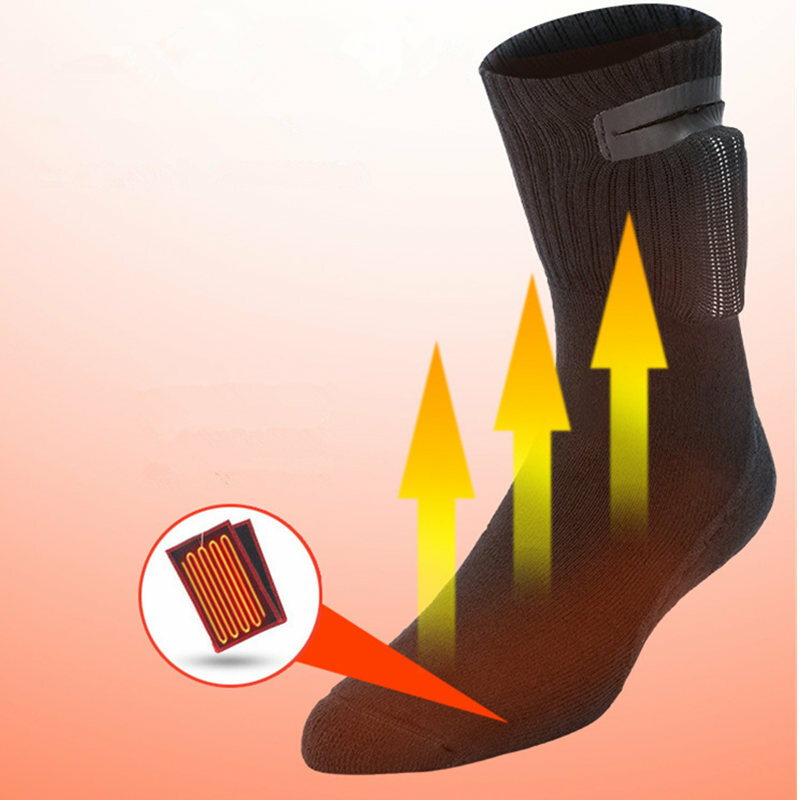 Winter Electric Heating Socks 5V Rechargeable Adjustable Temperature Warm Socks Foot Warmer Unisex Socks for Camping Hiking Skii