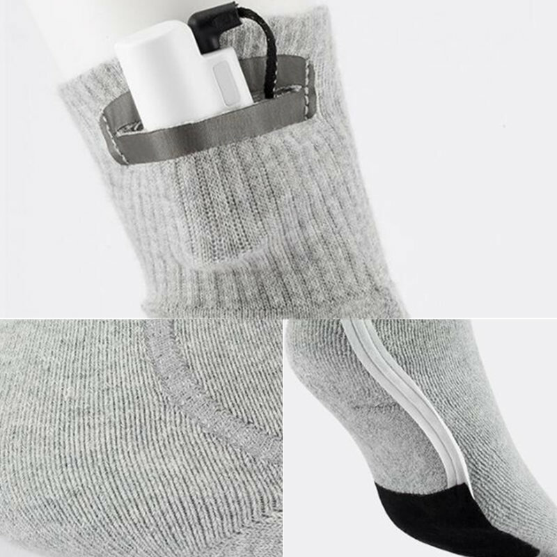 Winter Electric Heating Socks 5V Rechargeable Adjustable Temperature Warm Socks Foot Warmer Unisex Socks for Camping Hiking Skii