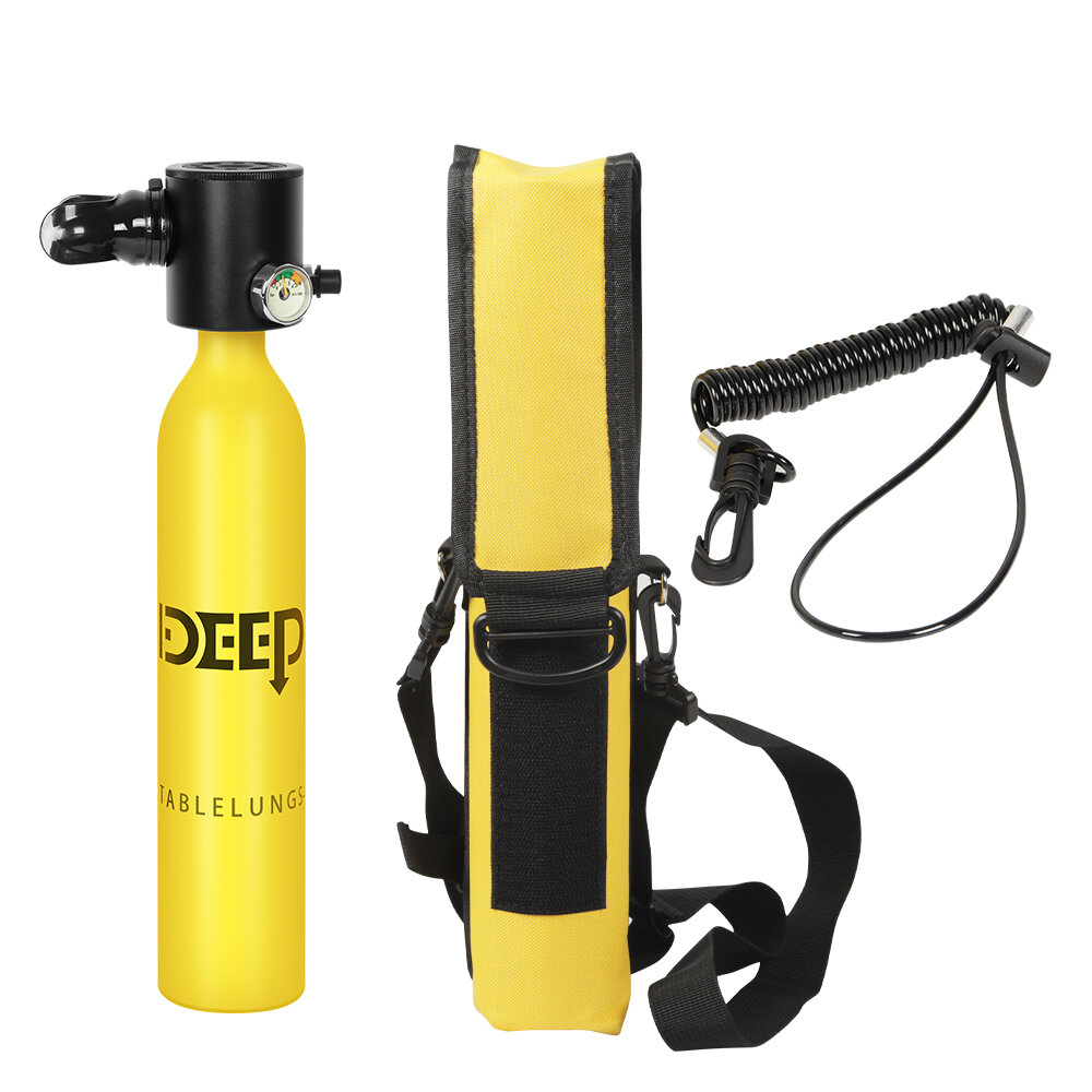 DIDEEP 0.5L Mini Scuba Tank Kit with Storage Bag and Satety Rope Portable Scuba Diving Tank Gear Support 5-10 Minutes Breath Und