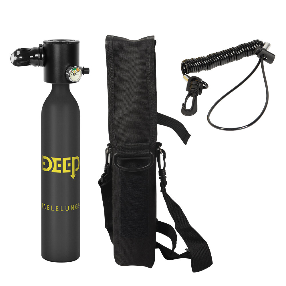 DIDEEP 0.5L Mini Scuba Tank Kit with Storage Bag and Satety Rope Portable Scuba Diving Tank Gear Support 5-10 Minutes Breath Und