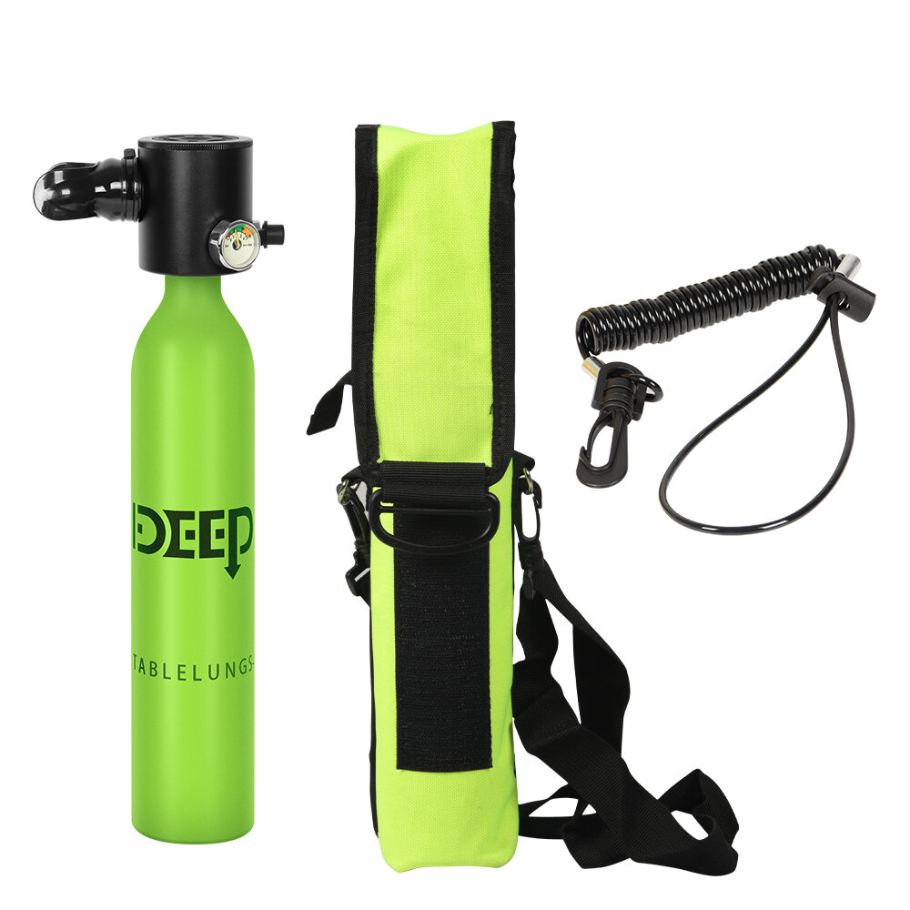 DIDEEP 0.5L Mini Scuba Tank Kit with Storage Bag and Satety Rope Portable Scuba Diving Tank Gear Support 5-10 Minutes Breath Und