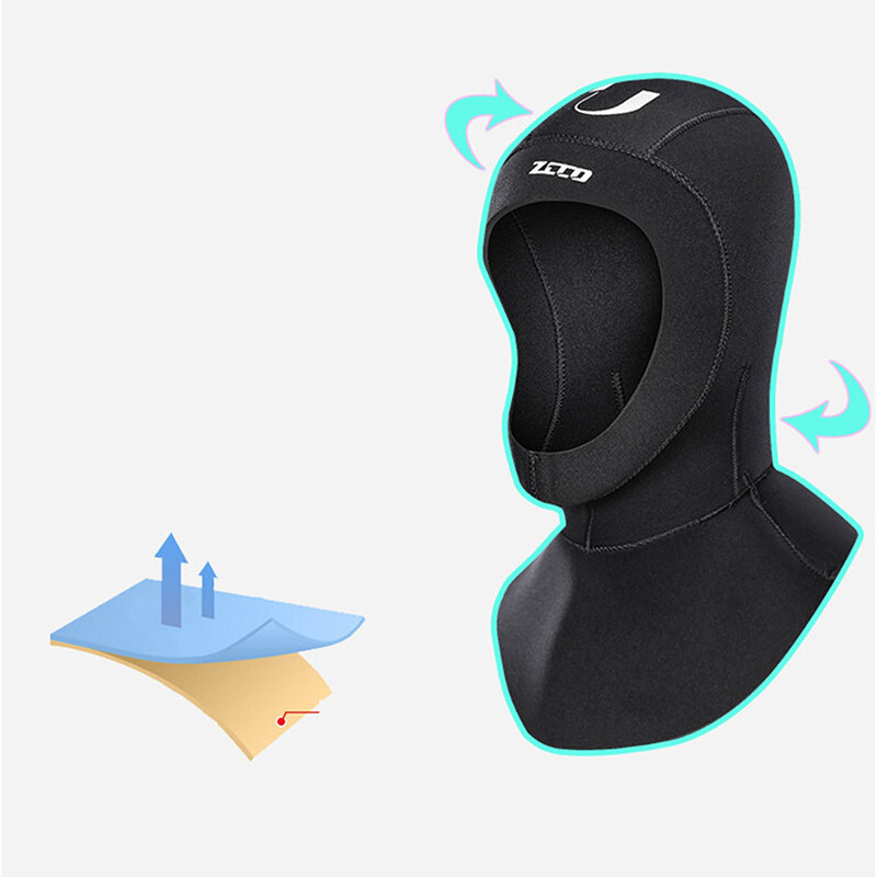 ZCCO Diving Head Cover 3mm Neoprene Hoods Surfing Snorkeling Winter Thermal Swimming Headgear for Men Women