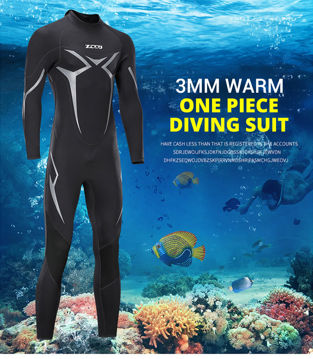 ZCCO 3mm Adult Wetsuit Neoprene Super Elastic Wear-resistant Diving Suit Deep Spearfishing Wear Snorkeling Surfing One Piece Set