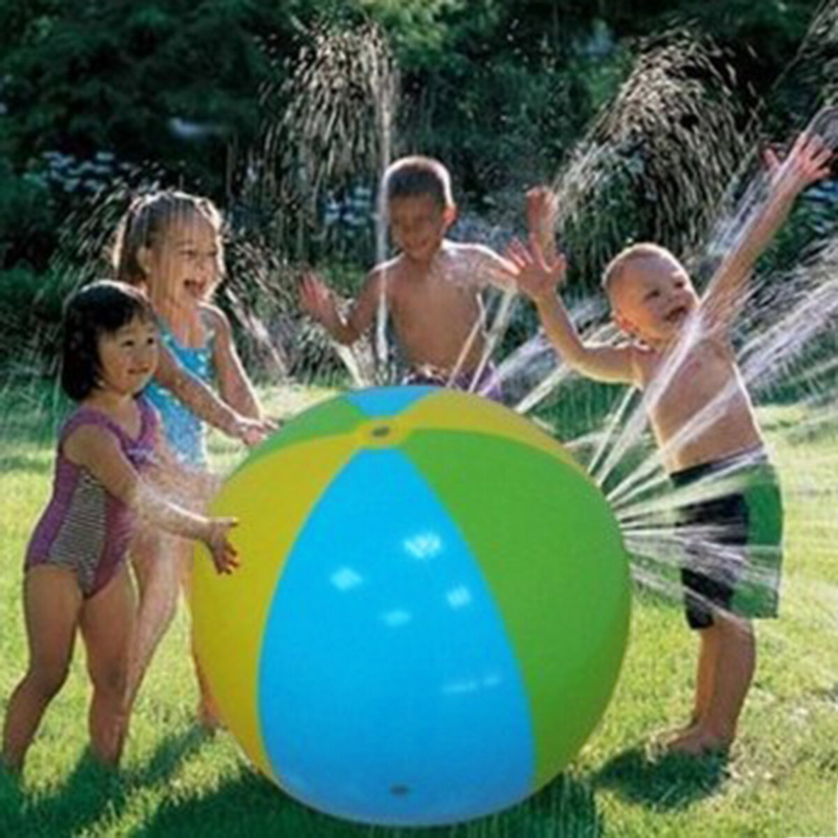 75CM Diameter Inflatable Water Spray Beach Ball Summer Outdoor Sports Game Kids Sprinkler Toy