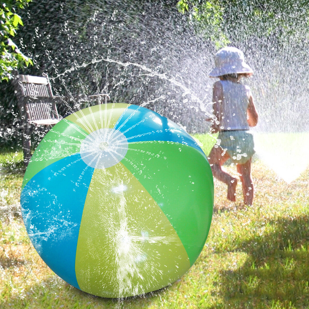 75CM Diameter Inflatable Water Spray Beach Ball Summer Outdoor Sports Game Kids Sprinkler Toy