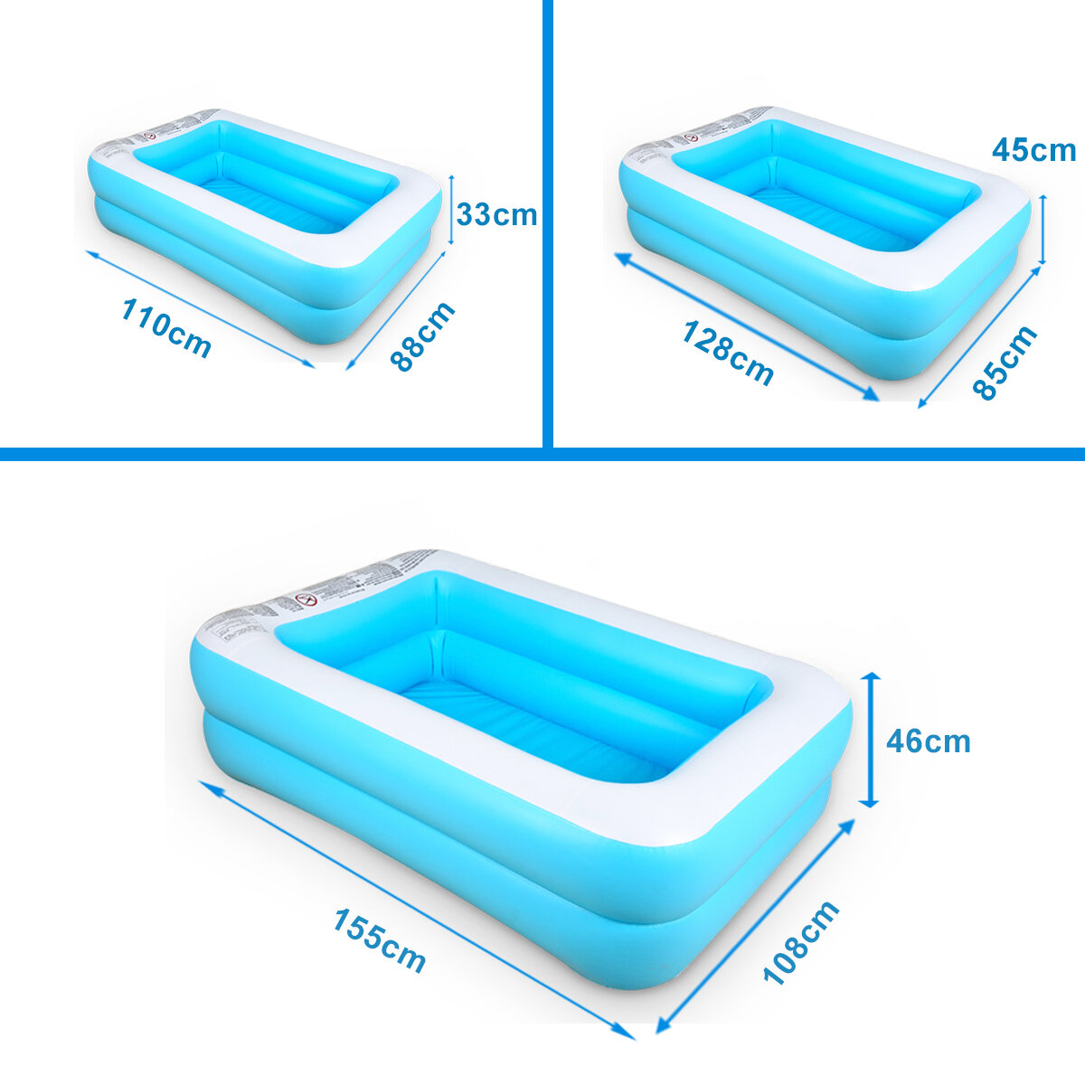 110/128/155cm Inflatable Swimming Pool Camping Garden Family Kids Paddling Pool C