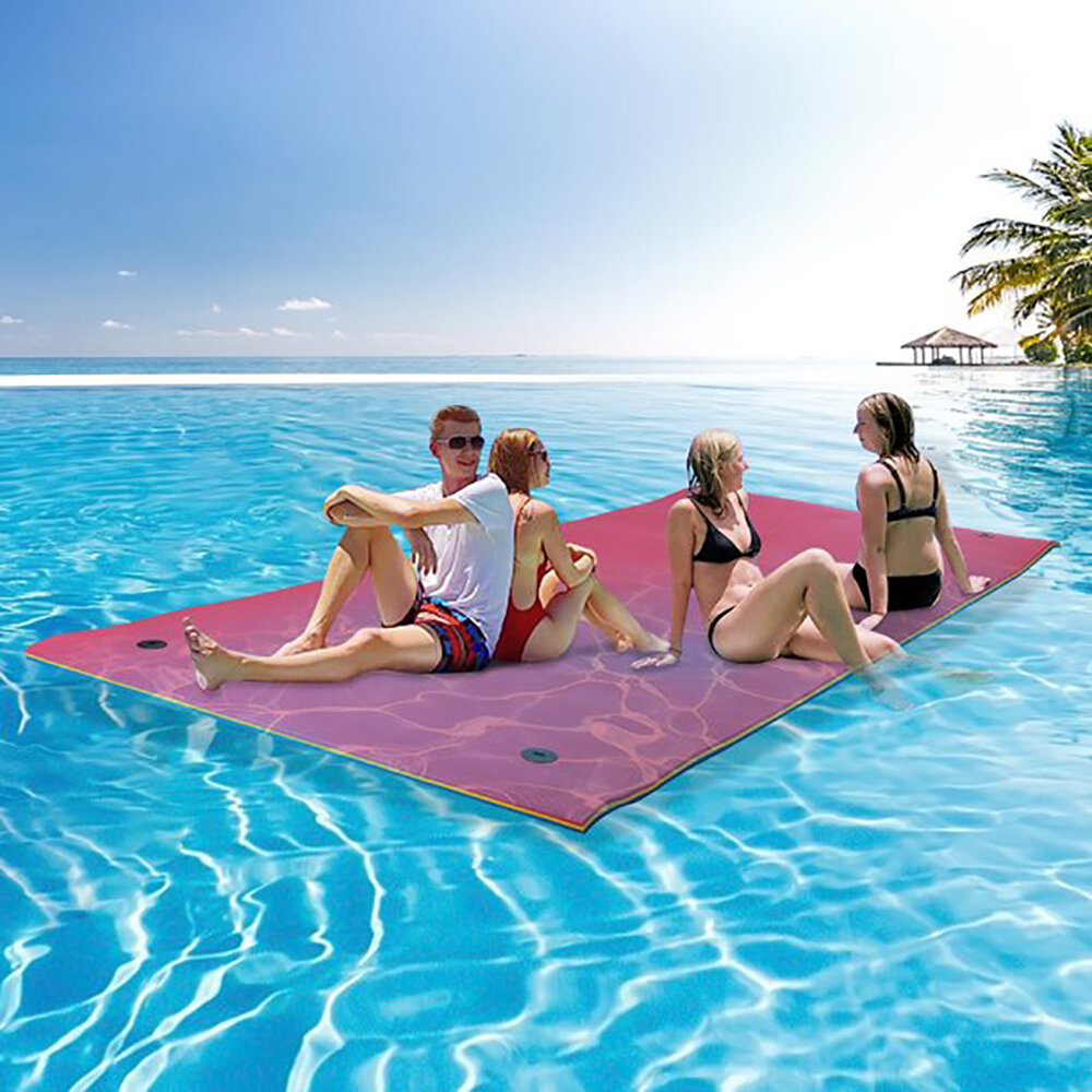 HALLOLURE 12.8*5Feet Floating Water Pad 3 Layer Floating Foam Fun Mat For Water Recreation Relaxing Swimming Pool