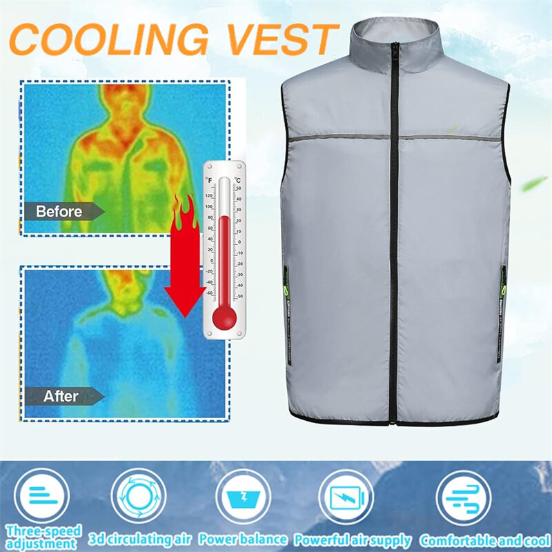 TENGOO Air Conditioning Clothing Vest Three Wind Speeds Heatproof Cooling Clothing USB Charging Sun Protection Continuous Coolin