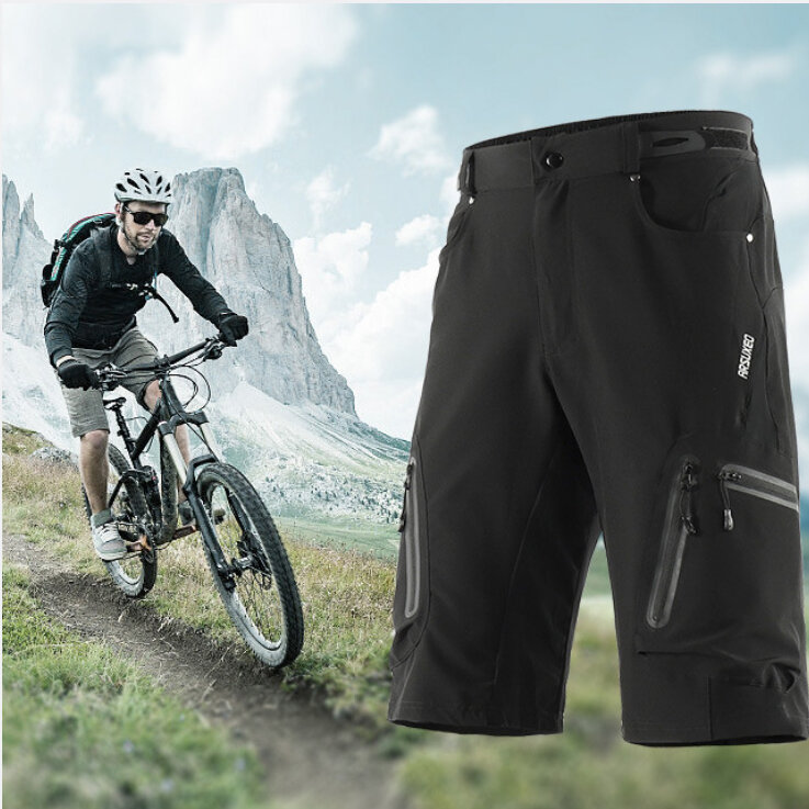 ARSUXEO Men's Cycling MTB Shorts Bike Baggy Shorts Breathable Quick Dry Waterproof Zipper Sports Pants